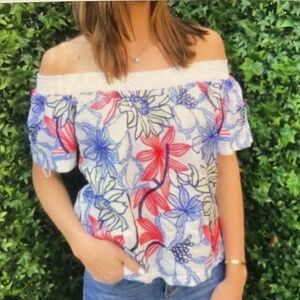 Women’s Skies are Blue Off or On the Shoulder Peasant Top, Size Small